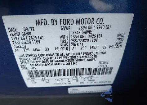 2022 Ford Explorer St-Line z USA, uszkodzony, nr VIN 1FMSK8KH4NGC08395